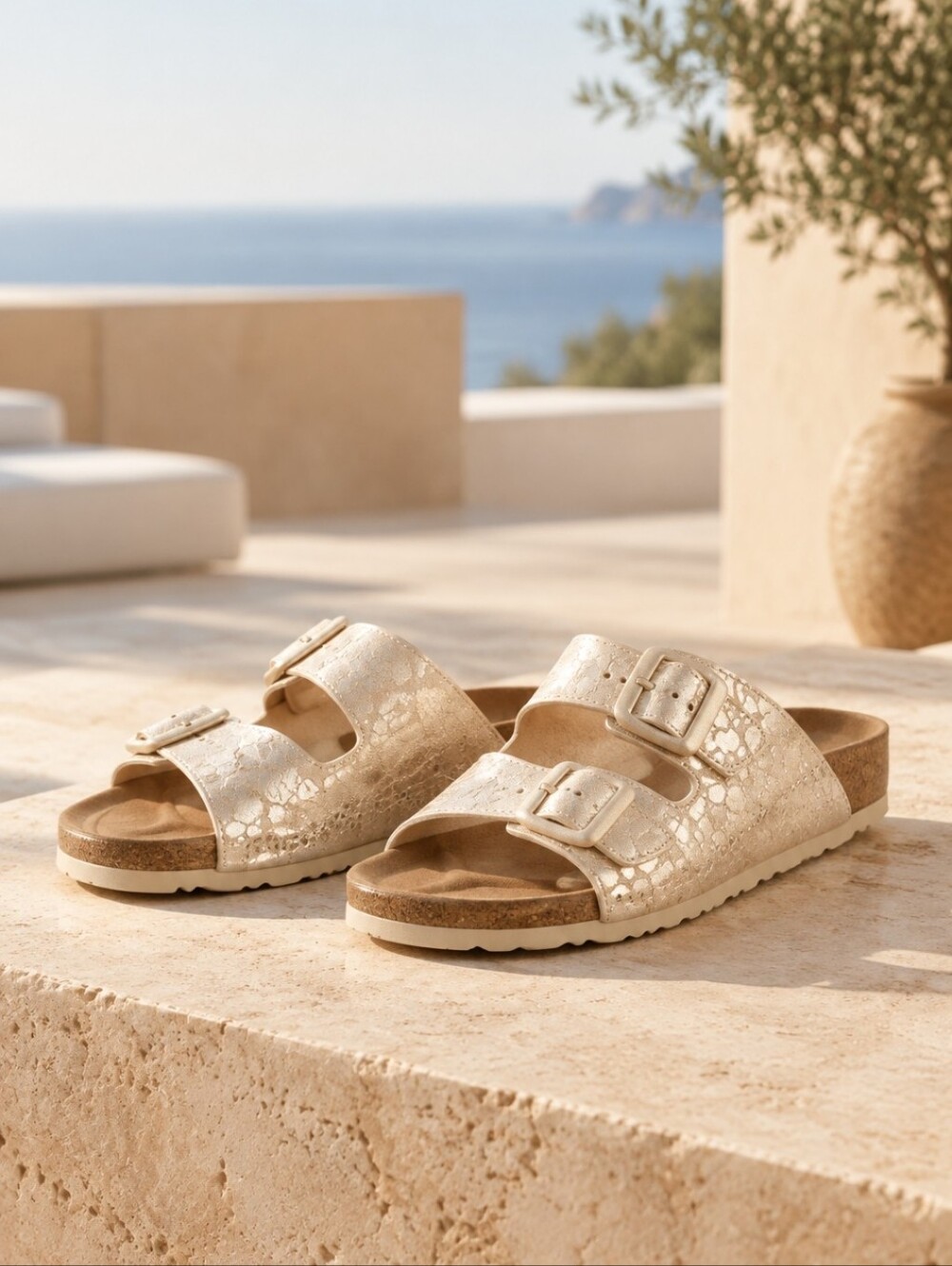 La Plume Gold Comfort Sandals with Adjustable Strap Size 7.5